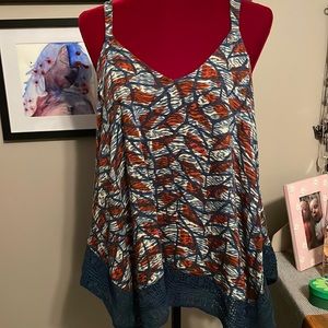 Lucky brand crochet trimmed tank top